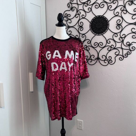 Sequin Game Day Why Dress Red and White - Picture 4 of 12